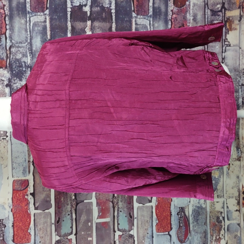 Ruby Rd. Crinkle/Pucker Denim-Style Jacket - Picture 4 of 7